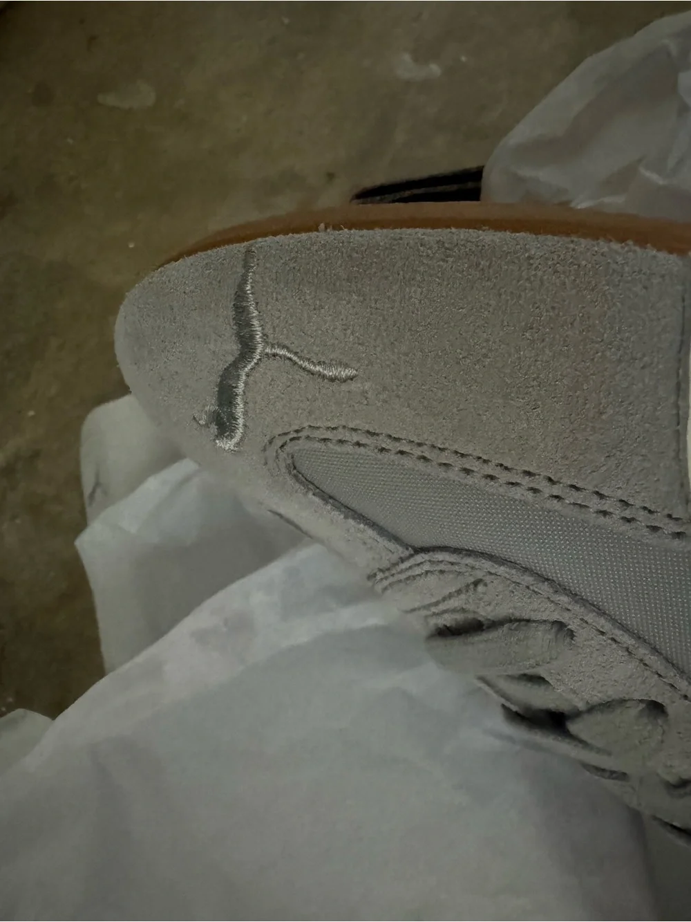 Puma Grey Suede & Cream Suede-Accent Sneakers - Picture 6 of 8
